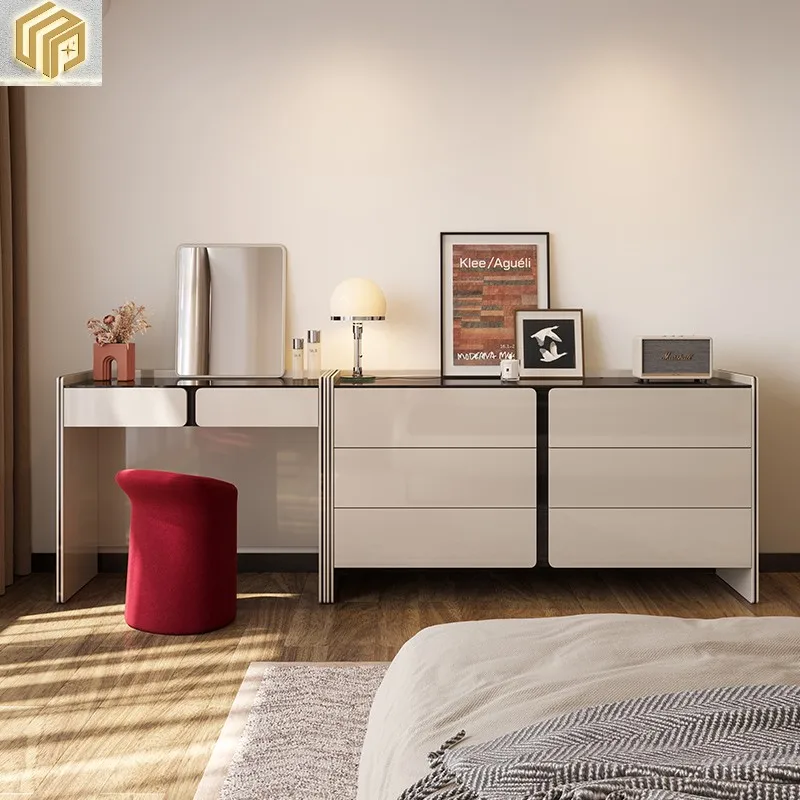 

Italian Light Luxury Master Bedroom Makeup Table Modern, Minimalist, Advanced, Simple, Single Person Cabinet Dressing Table Inte