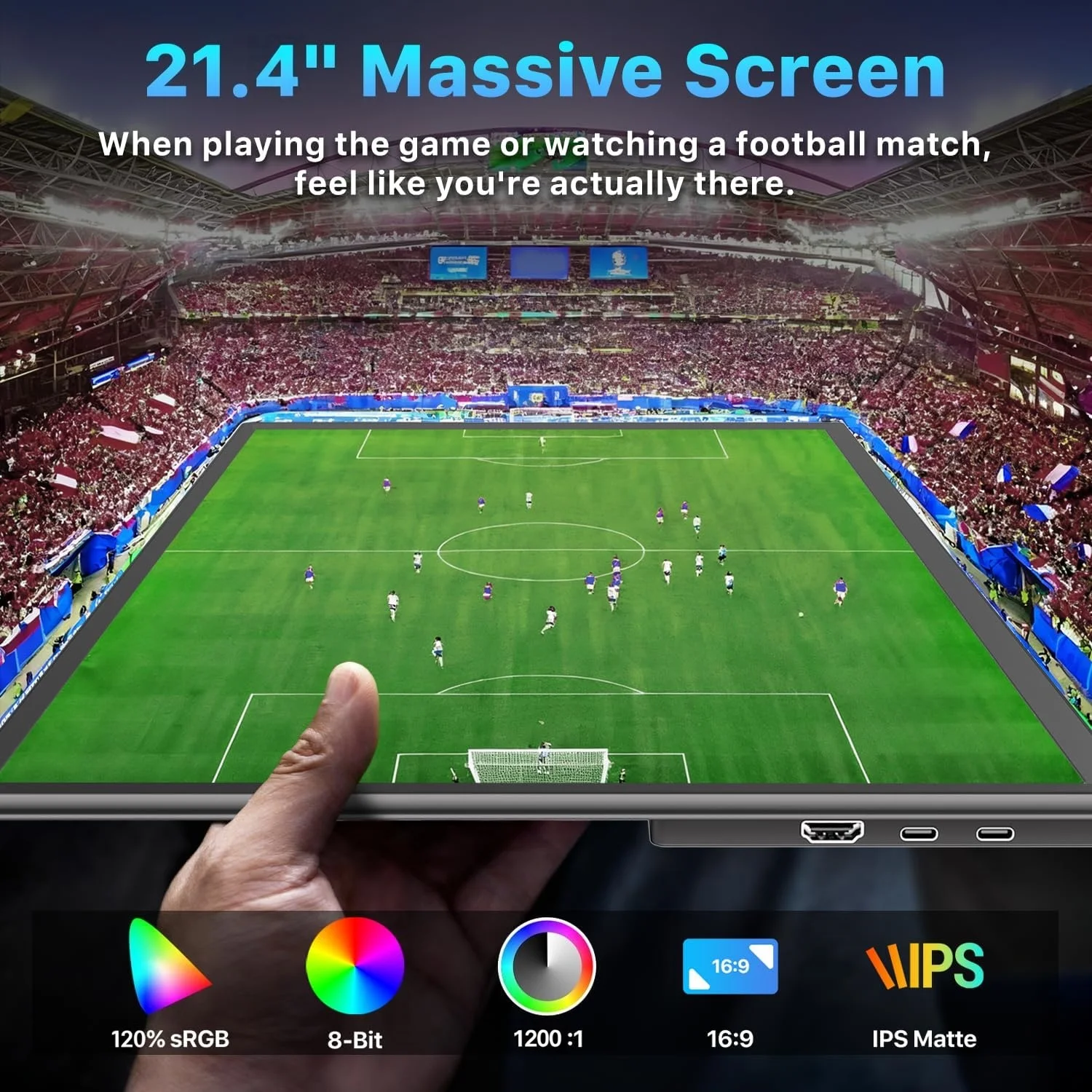 UPERFECT 휴대용 모니터 21.5 인치 1080P 100Hz HDR 12% sRGB FreeSync HDMI USB-C 노트북 맥북 PC Xbox 대형 외부 디스플레이를 위한 스피커 및 스피커 VESA 