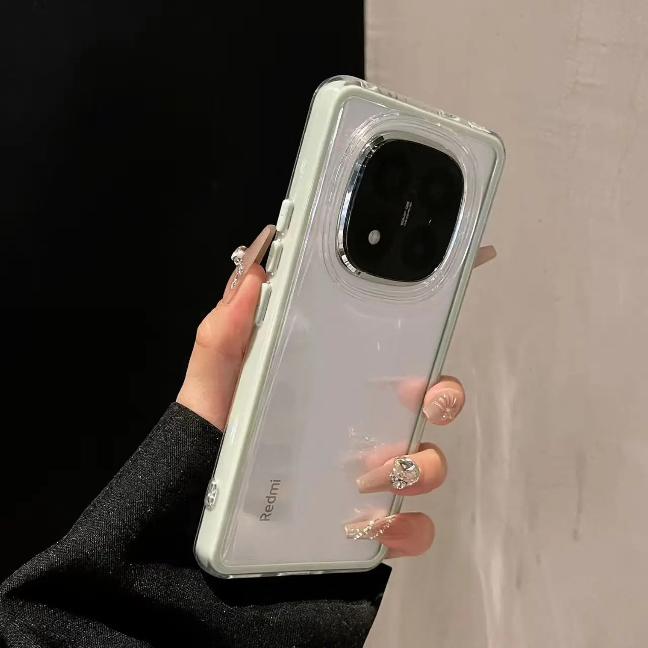 Transparent Anti-Drop Shockproof Phone Case with Soft Shell and Large Hole Design