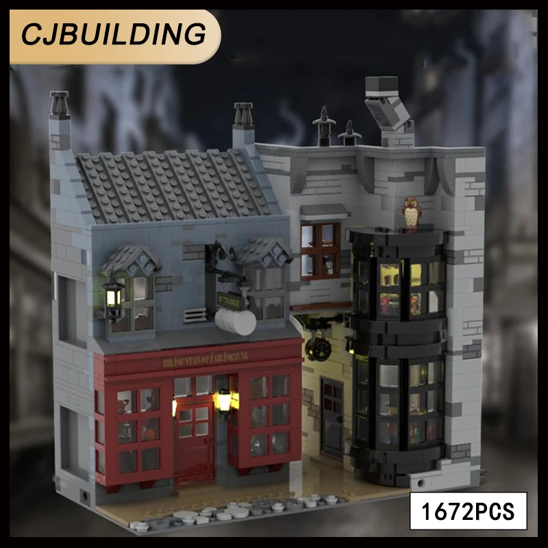 

Classic Movie MOC Fountain of Fair Fortune and Potion Shop Building Block Castle Model DIY Assembly Brick Toy MOC-134172