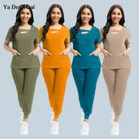 Beauty Workwear Women Medical Nurses Uniform Surgical Scrubs Set Spa Top Pants Clinic Carer Clothes Nursing Uniforms Jogger Suit