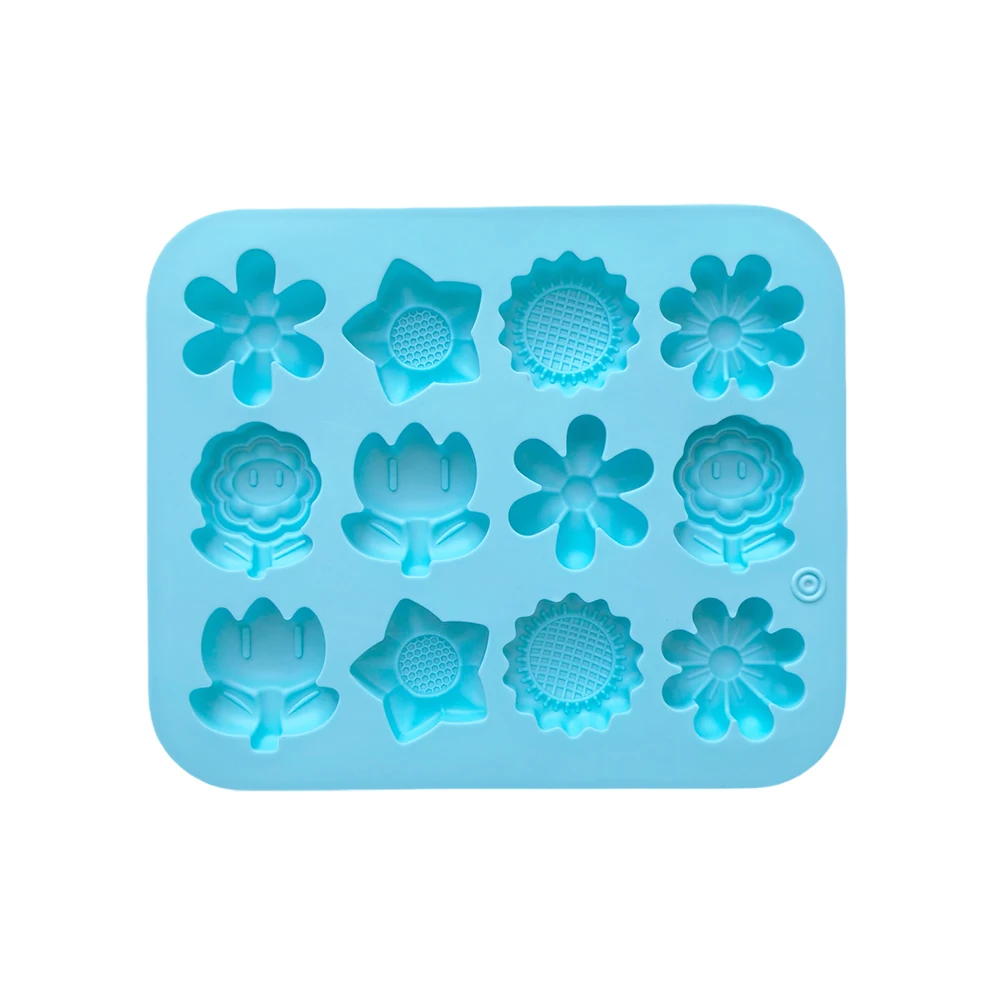 1pc Mini 12 cavity 6 small flower shaped candy chocolate cookies silicone mold k