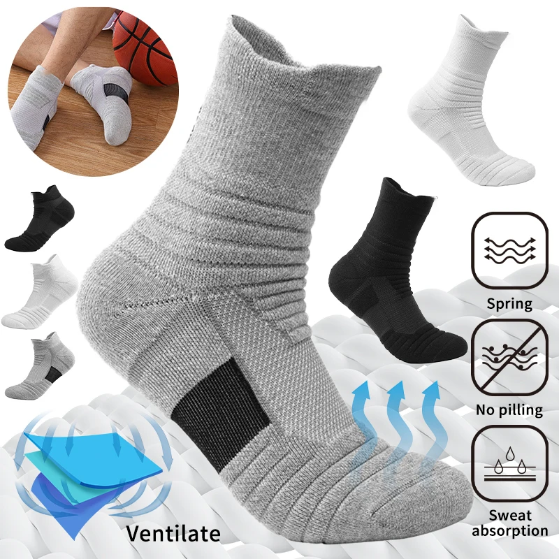 3Pairs Anti-slip Fußball Männer Frauen Baumwolle Socke Kurze Lange Röhre Fußball Basketball Sport Atmungsaktive Deodorant_voghion.com