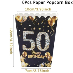 Elegant Black and Gold Popcorn Boxes - Set of 6 - Perfect for Parties and Celebrations (5)