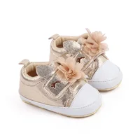Baby Girl Shoes Cute Unicorn Flowers Shiny PU Leather Casual Soft Sole Princess Shoes Toddler Spring Autumn First Walkers 0-18M 6