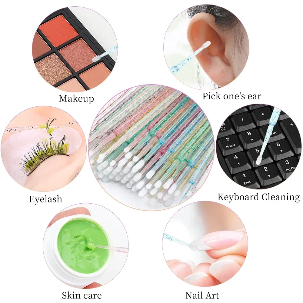 200pcs Eyelash Extension Special Eyelash Removal Brush Micro Brush Eyelash Brush Lipline Cotton Brush for Eyelash Extension Tool 4