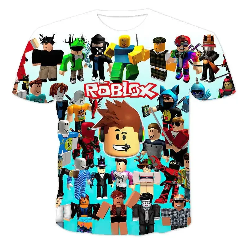 

Летняя футболка ROBLOX с цифровым принтом, дышащий спортивный топ с круглым вырезом и короткими рукавами, 3D, для игр