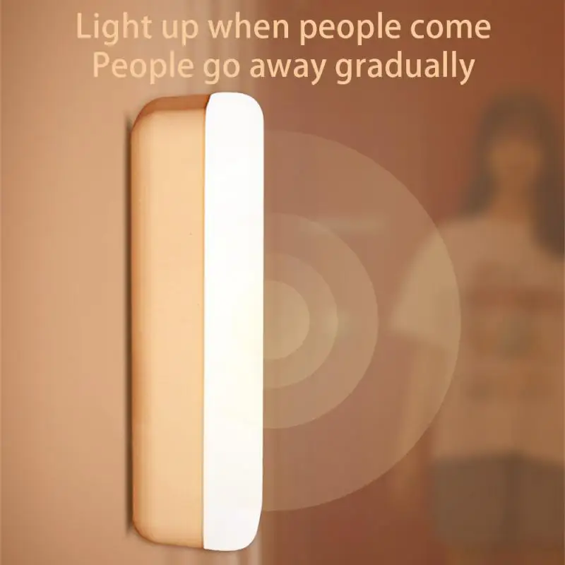 LED Motion Sensor Night Light USB Charging Smart Light Cabinet Lamp Wireless Human Body Induction For Kitchen Bedroom Bathroom 5