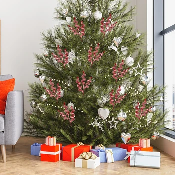 (20 pieces) Christmas decorations Christmas wool bell cuttings wool cuttings 35cm red and white C 4