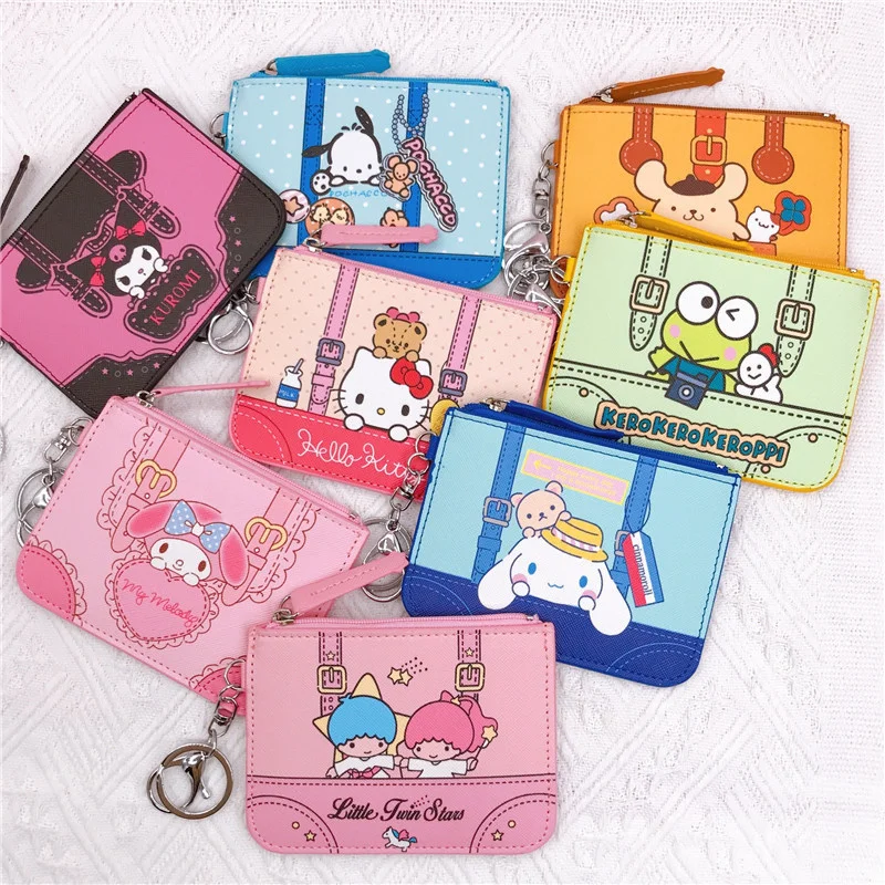 Portacarte Sanrio Keroppi Portachiavi Kuromi Hello Kitty Portamonete My Melody Portafoglio Cinnamoroll Pompon Purin Pochacco Ciondolo