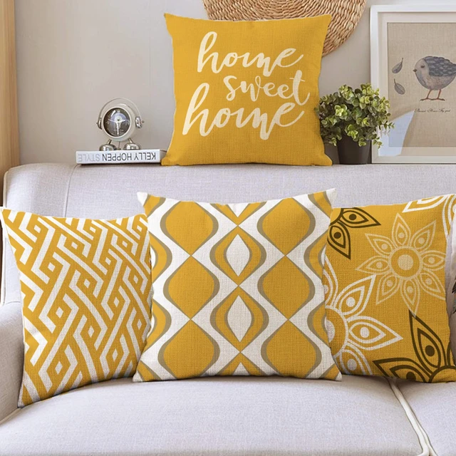 Yellow geometric petal linen pillowcase sofa cushion cover home decoration  can be customized for you 40x40 45x45 50x50 60x60 - AliExpress