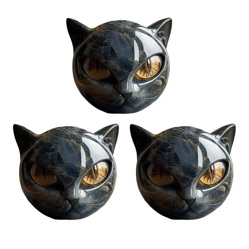 Black Cat Stone Figurine - Handcrafted Resin Min-i Cat Statue With