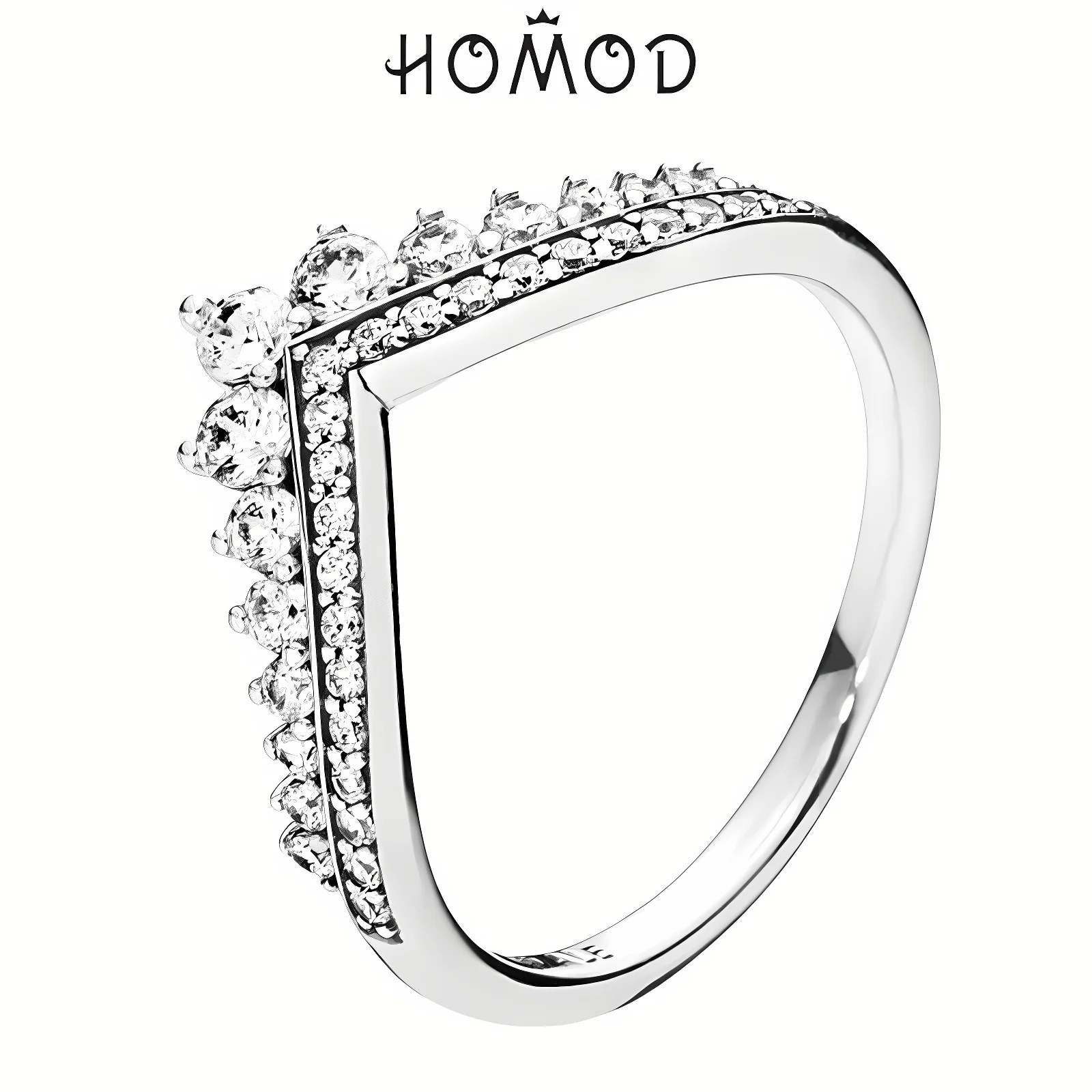 Clear Sparkling Crown Ring For Women Princess Wishbone Engagement Jewelry Gifts engagement rings,wedding rings,finger rings