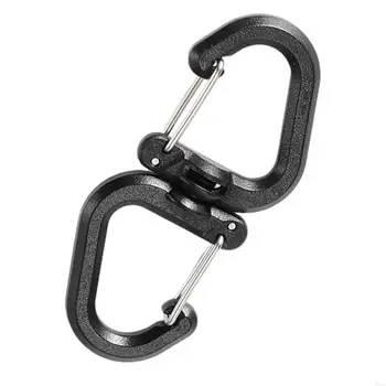 360 Degree Rotation S Carabiner Keychain Clip Spring Clip Hook Buckle Belt Holder Carabiner Hook with Lock