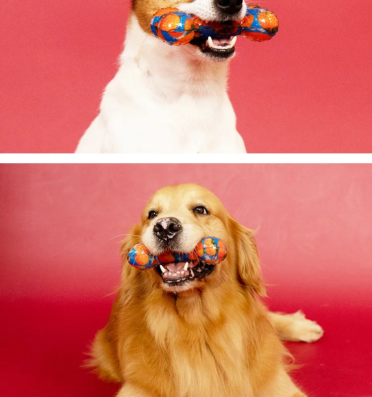 Dog Toy Colorful Bones with Sound Grind Teeth Chew Toys for Dog