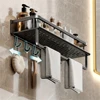 Multi functional storage rack with hook bar bathroom rack wall mounted storage rack bathroom cosmetic storage rack 6