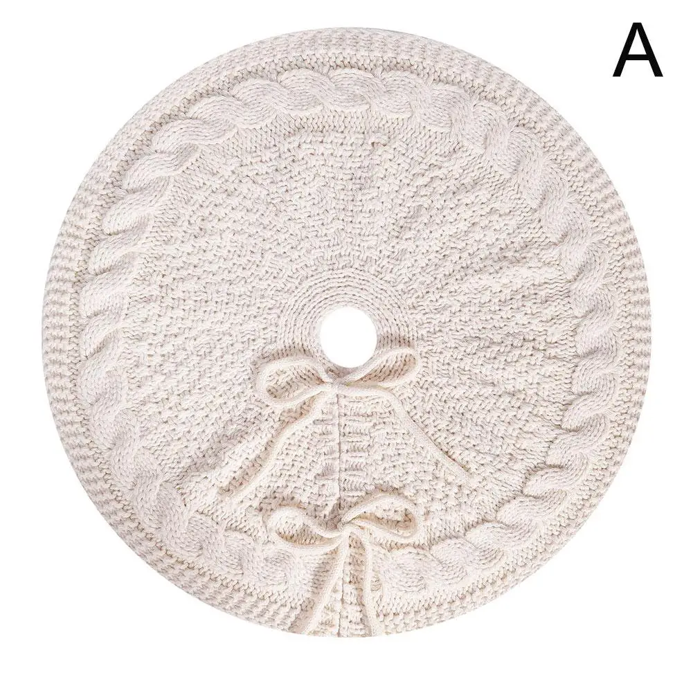 Christmas Knitted Tree Skirt Milk White Red Knitted Christmas Atmosphere Apron Christmas Tree Decorations Accessories