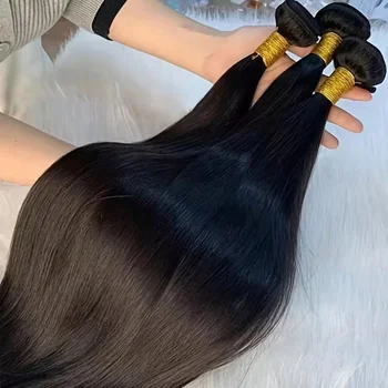40 42 Inch Long Straight Human Hair Bundles Natural Brazilian Virgin Hair 1/3/4 Bundles Hair Extensions Double Weft Wet And Wavy 1