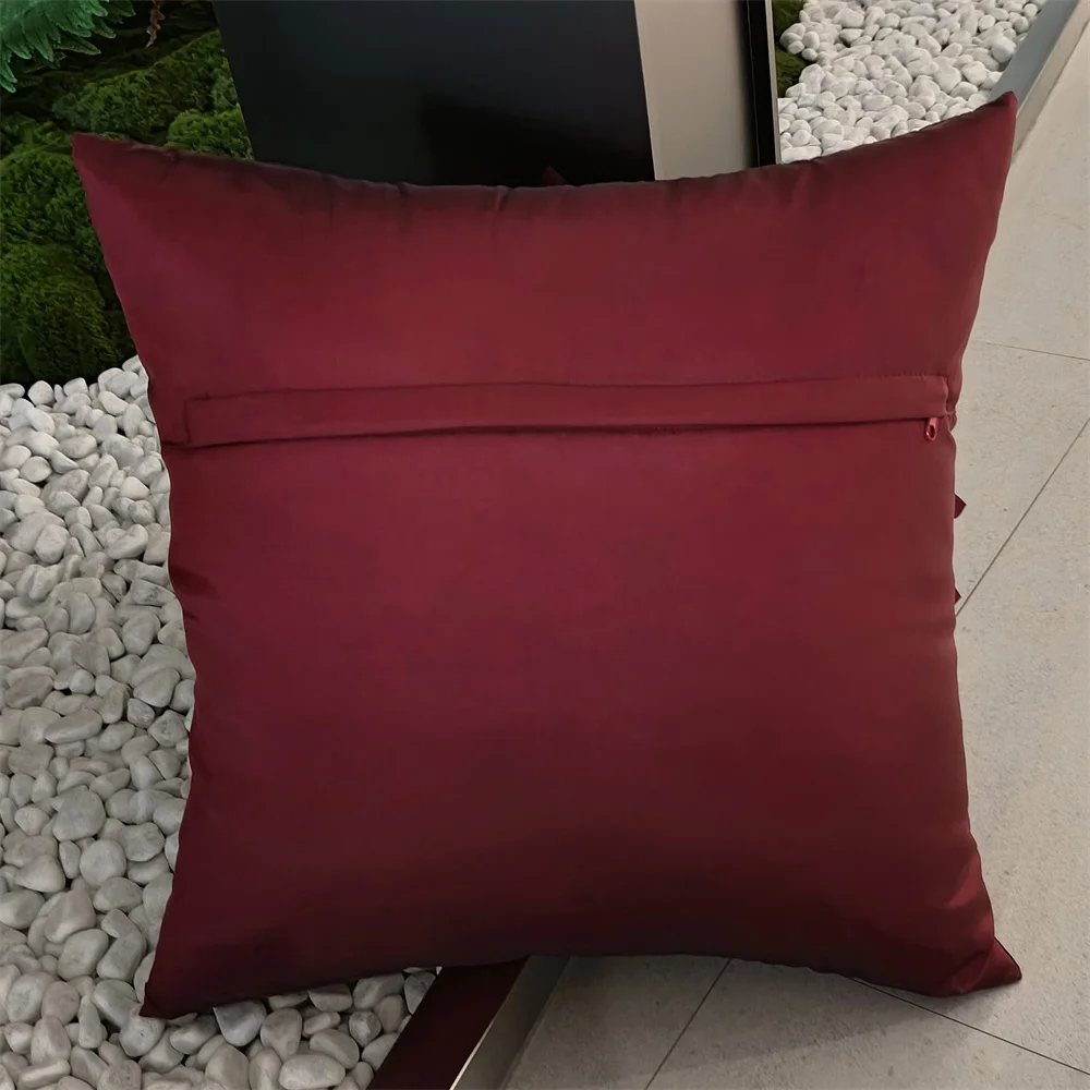 Burgundy Decorative Cushion Covers For Sofa 3D Sunflower Pillow Cover Luxury Handmade Bed Couch Bohemia Wine Red Pillow Case
