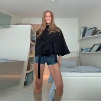 PRINTKAOIR Women's Poncho Coats Vintage Stand Collar Belt Button Lace Up Full Sleeve Overcoat Female Autumn New Lady Streetwears 2