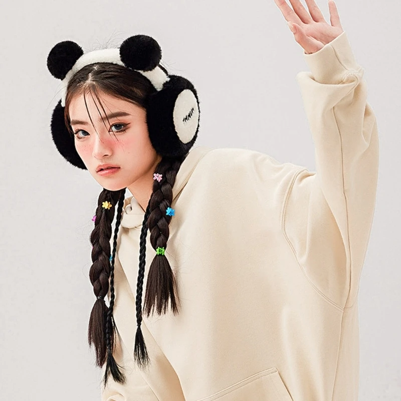 Panda Earmuffs Foldable Earmuffs Fleece Ear Muffs Headband Panda Earflap Panda Ear Warmer Panda Ear Muffs