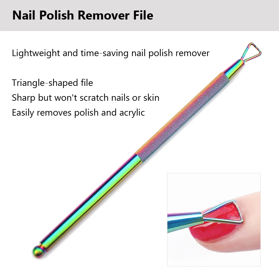 Nail Art Polish UV Gel Remover Stick Rod, Stainless Steel, Triangle, Dead Skin, Cuticle Pusher, Cleaner, Grinding Manicure Tools 3
