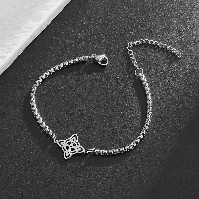 Stainless Steel Witchcraft Witch's Knot Bracelet Women's Vintage Charm Irish Lucky Amulet Jewelry Girls Gift