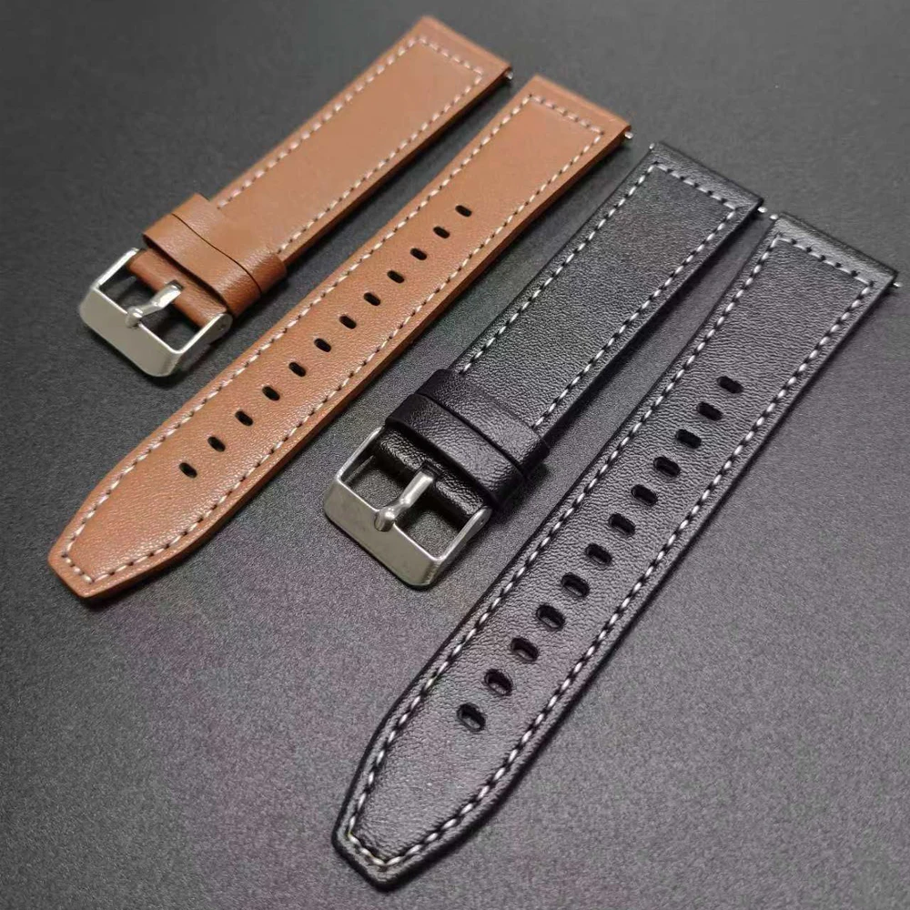 Luxury Leather Smartwatch Strap - Premium 20mm/22mm Band