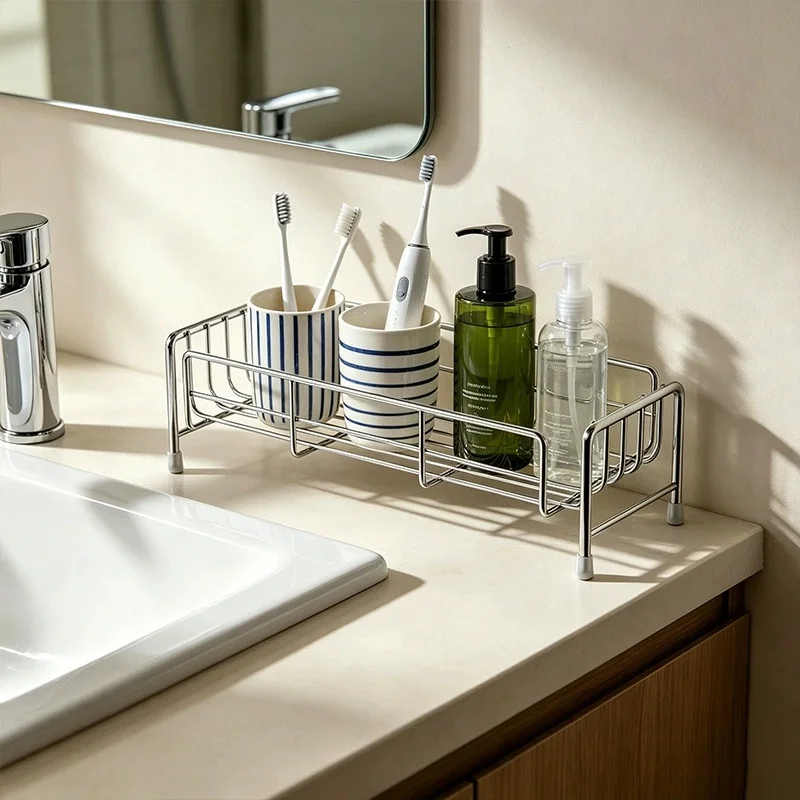 Stainless Steel Multi-Purpose Organizer Rack for Kitchen and Bathroom Essentials