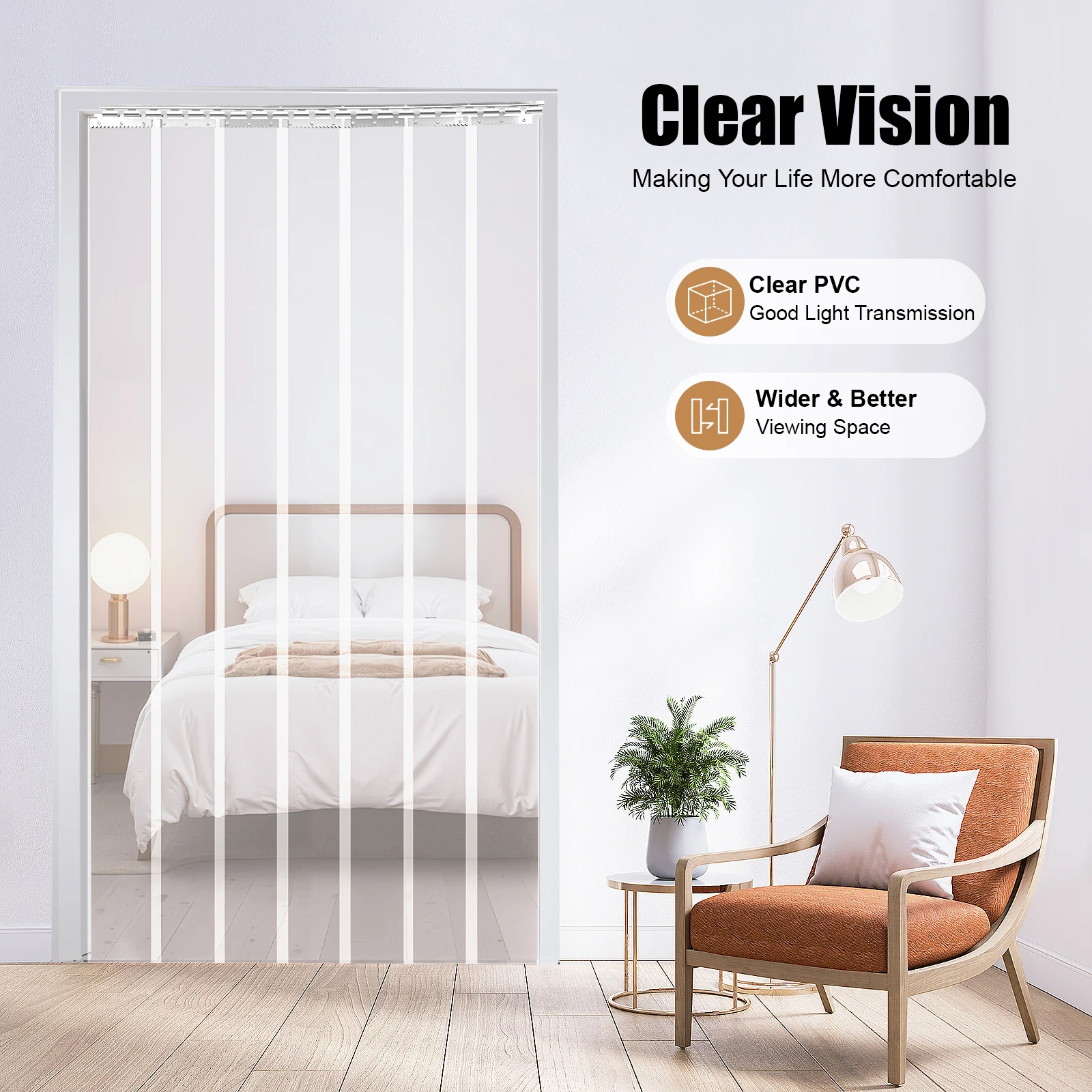 Transparenter Streifenvorhang mit Vorgebohrten Löchern 1,05x2m Klarer Industrieller PVC-Streifenvorhang – Detail 10
