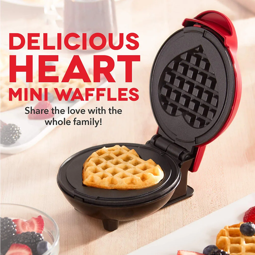 Fabricante Home do Waffle do Coração Mini Máquina de Cozimento do Pão do Pequeno Almoço Máquina Antiaderente do Bolo 110v 220v
