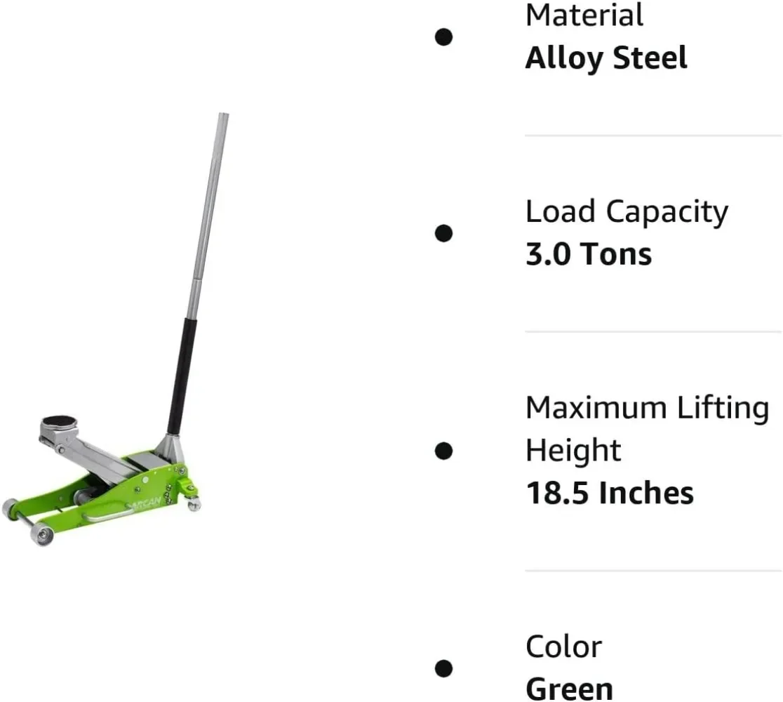 Tools 3 Ton (6,000 lbs.) Hybrid Heavy Duty Aluminum and Steel Low Profile Floor Jack Dual Pistons Reinforced Lifting Arm