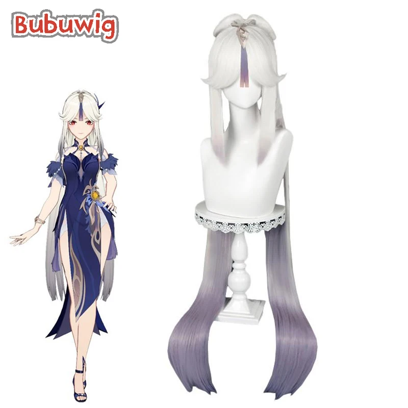 Bubuwig Synthetic Hair Genshin Impact Orchid's Evening Gown Ningguang Cosplay Wigs Women 120cm Long White Gradient Purple Wigs genshin impact sucrose socks novelties women s socks stockings man long socks man