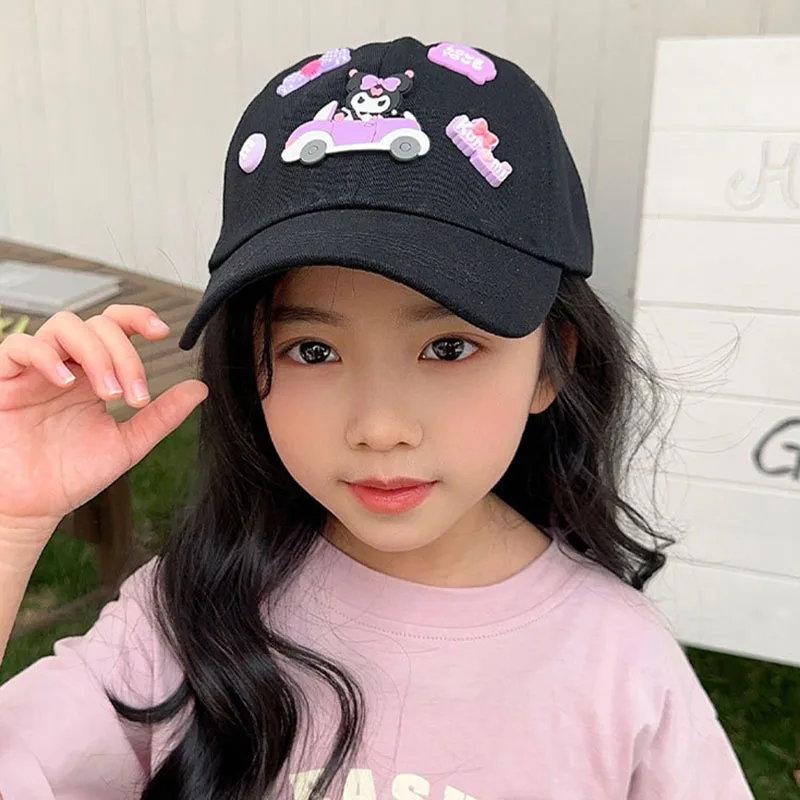 

Sanrio Kuromi модная Бейсболка для девочек Аниме хлопок Мягкий Топ шляпы Kawaii детская солнцезащитная Кепка многоцветные подарки для младенцев