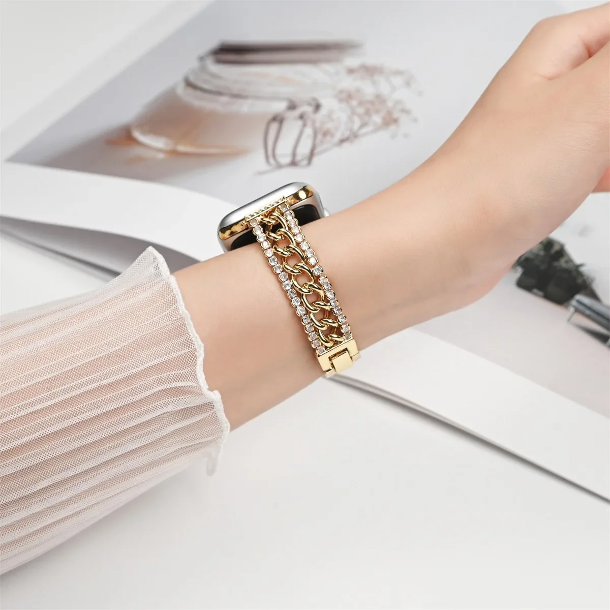 Pulseira de smartwatch em metal para apple watch series_voghion.com