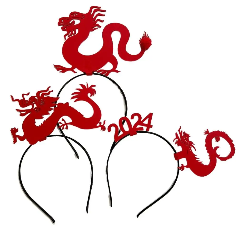 

Красная повязка на голову 2024 с новым годом повязка на голову талисман дракон мультяшный Дракон повязка на голову в китайском стиле новогодние головные уборы