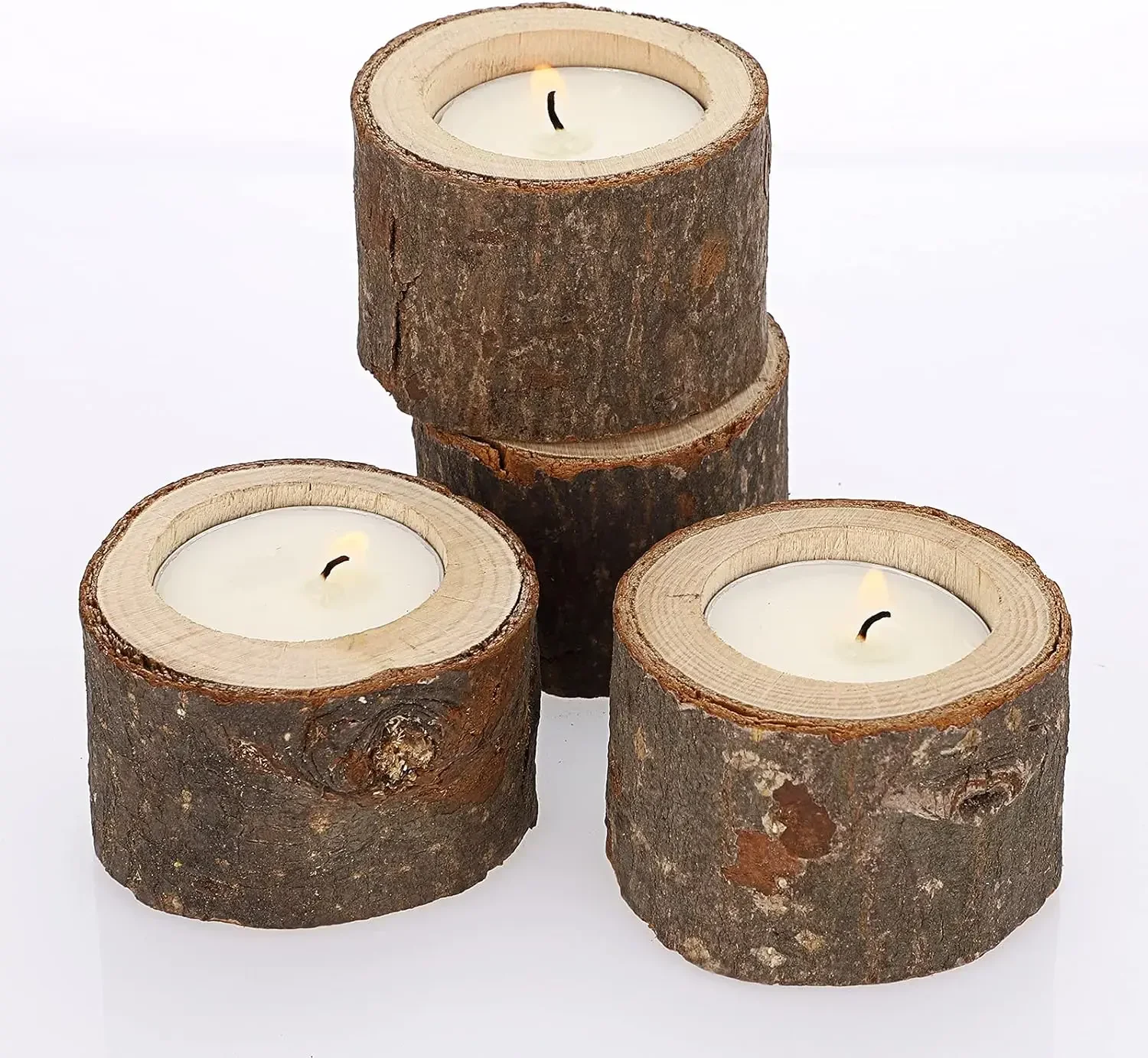 Tea Light Candle Holders 12/24PCS Wooden Votive Tealight Holder Tealight Candlestick Wedding Centerpieces Home Christmas Party