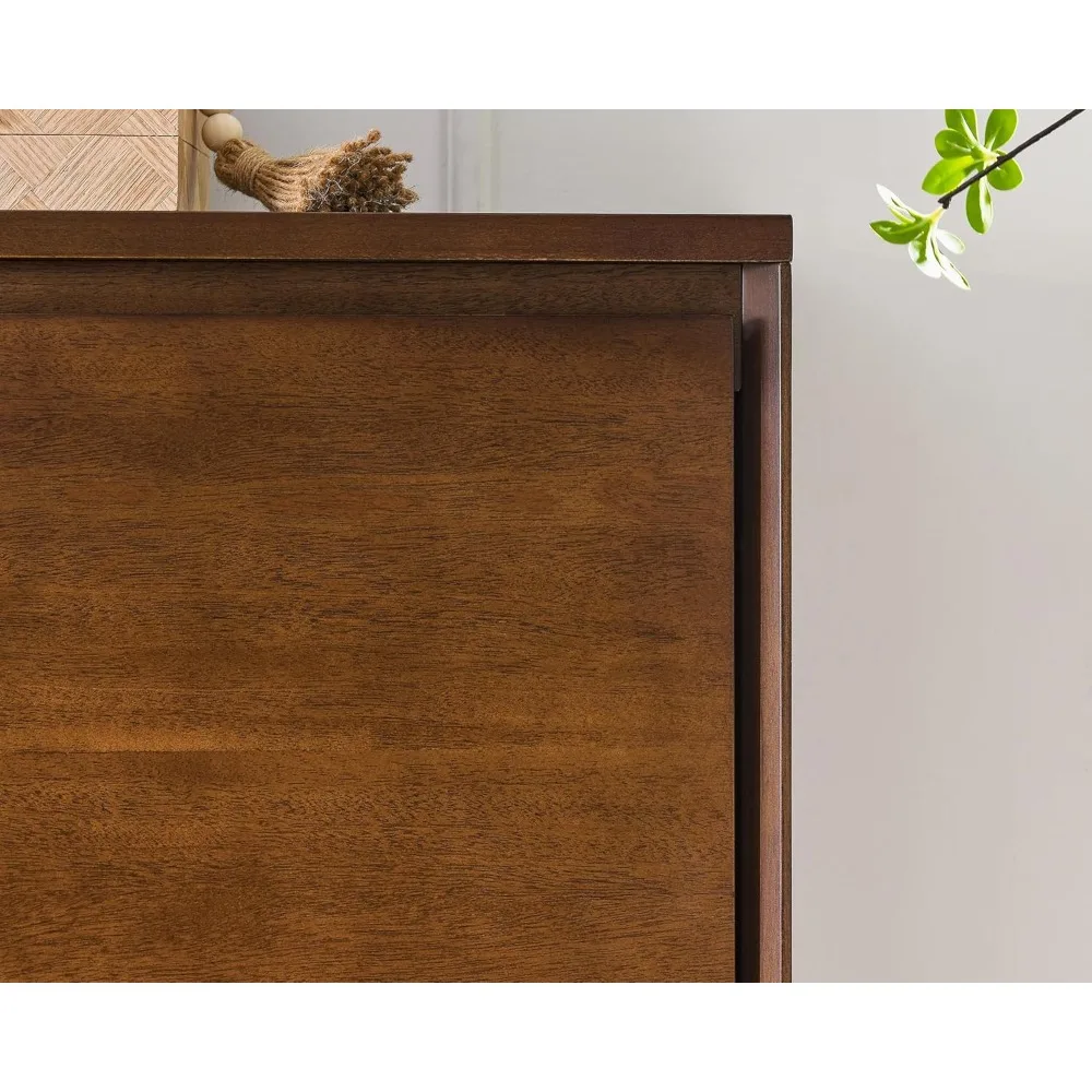 mid century modern sideboard buffet cabinet, narrow walnut sideboard,wood storage cabinet credenza with 2 doors for living room,