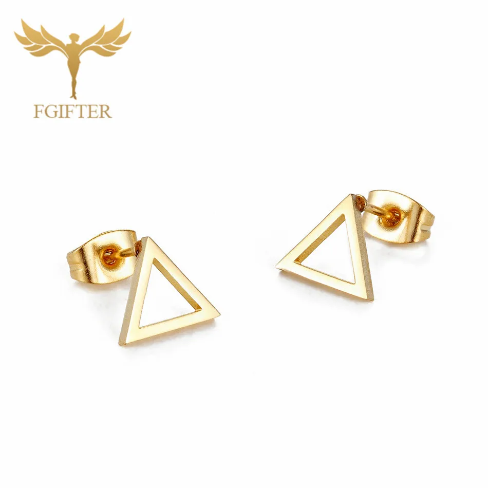 12 Pairs Lot Hollow Triangle Geometric Earring Wholesale Stainless Steel Jewelry For Women Ear Piercing Studs Accessories Gifts 4