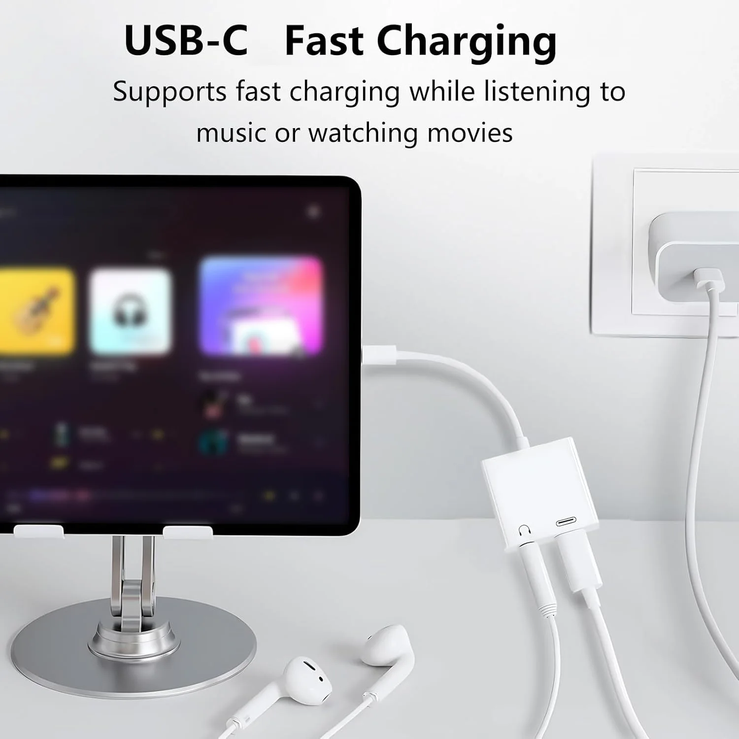 USB C-3.5mm 헤드폰 및 충전 어댑터, PD 10W 고속 충전 기능이 있는 C타입-아우크스 잭 동글 케이블 어댑터