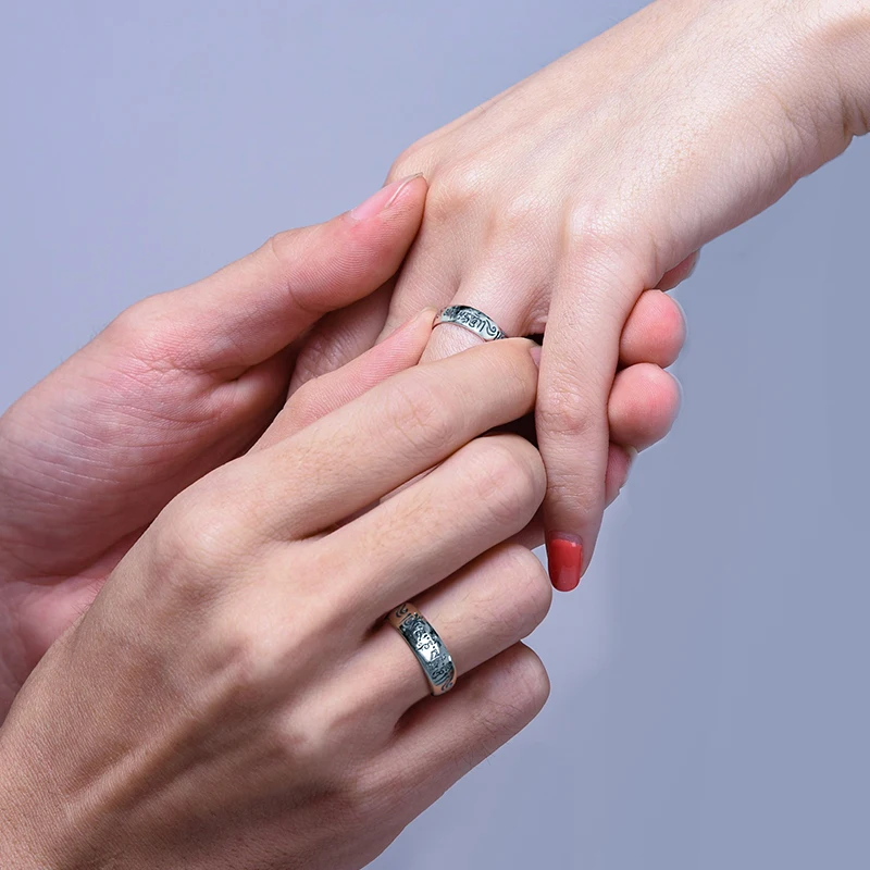 S925 sterling silver vintage six-figure ring European and American punk ring lovers engagement jewelry gift
