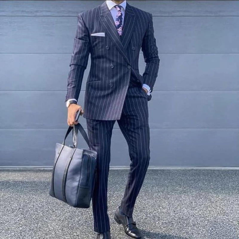 Navy Blue Pinstripe Male Suit 2022 