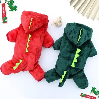 Dinosaur Dog Hoodie – Fleece Winter Coat for Small & Medium Dogs 1