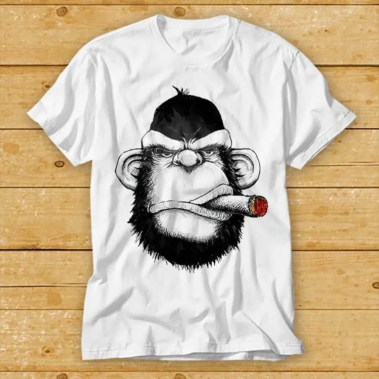 Maglietta Gorilla Che Fuma Divertente Scimmia Parody Face Beard Hipster
