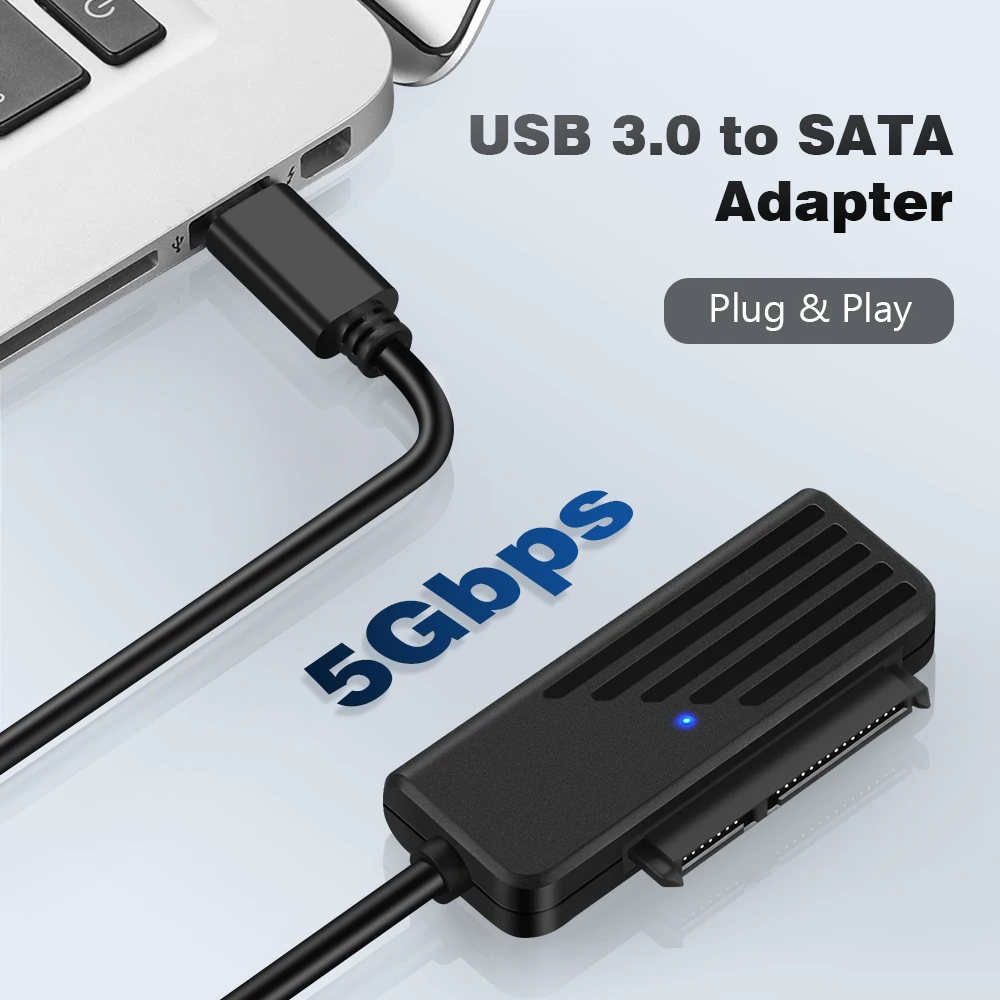 ELECTOP USB 3.0 2.0 to SATA Adapter Up To 5Gbps Type-C Sata III Cable Support 2.5 Inch External HDD SSD Hard Drive Conversion