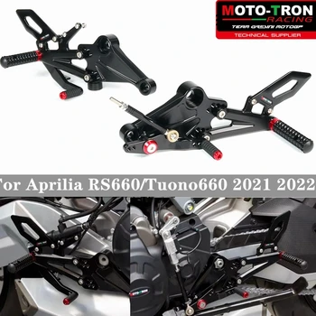 MOTO-TRON-Conjunto traseiro ajustável para motocicleta, apoio para os pés CNC, descanso para os pés, rearsets, Aprilia RS660, RS660, 2021, 2022, 2023