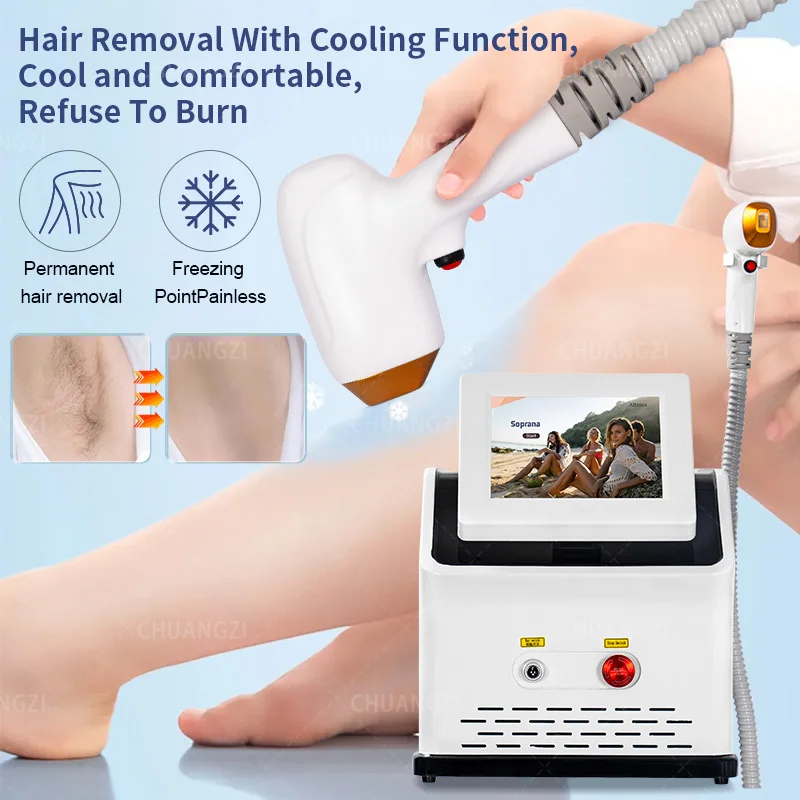 New 2000W Laser 7558081064nm Wavelength Hair Removal Cooling Head Painless Laser Epilator Face Body Removal