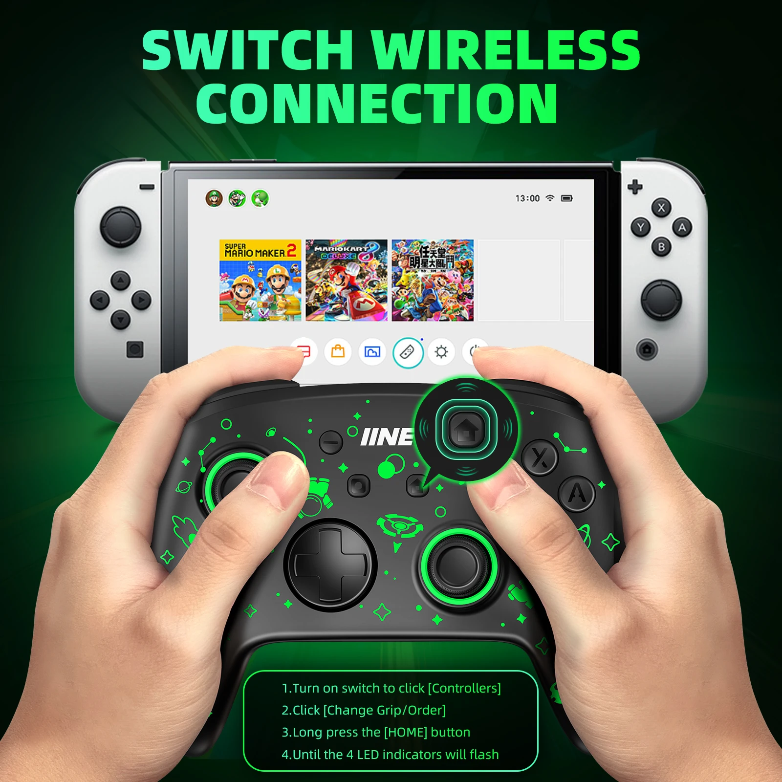 IINE   Ʈѷ ũ  NFC Amiibo ȣȯ ٵ ġ, ġ OLED PC 