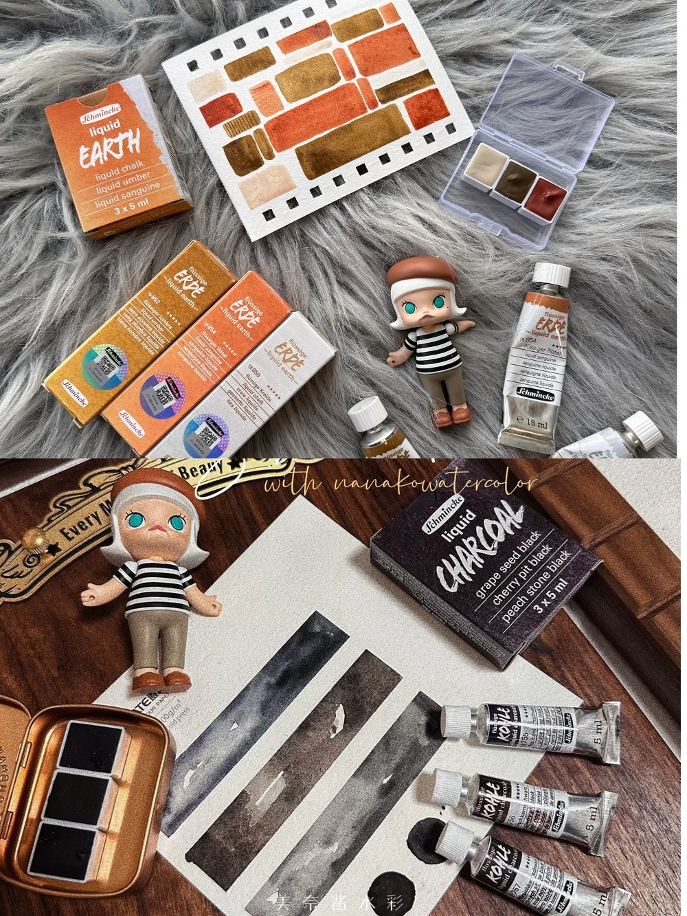 schmincke liquid charcoal watercolor paints liquid earth divided aquarela painting sketching 6 color set art special painting