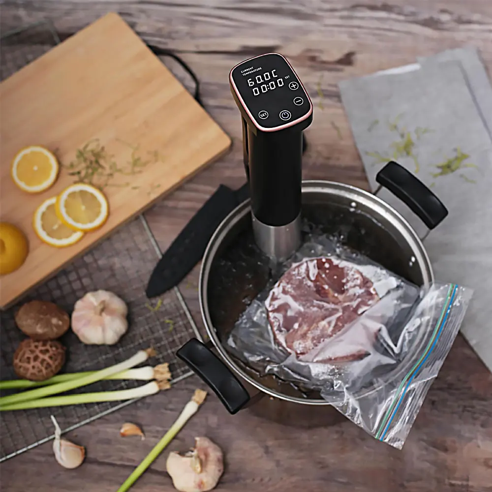 Huanyu 1800W Sous Vide Precision Cooker Vacuum Slow Cooker IPX7 Handheld Immersion Circulator with LCD Digital Display White 
